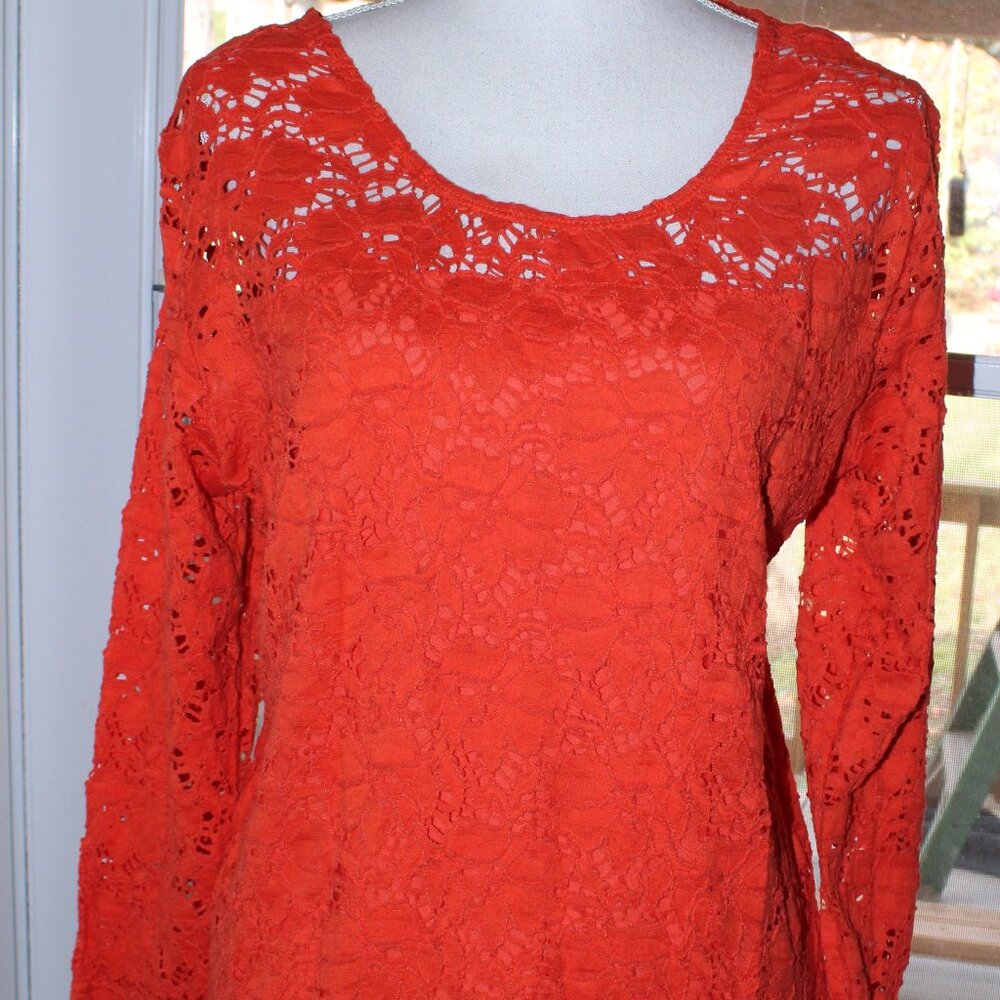 Peck & Peck Orange Lace Lined XL Shirt - Picture 4 of 6
